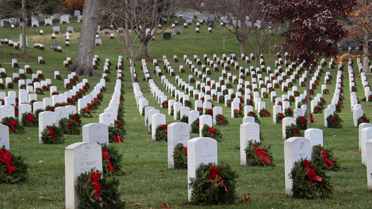 cemetery with wreaths