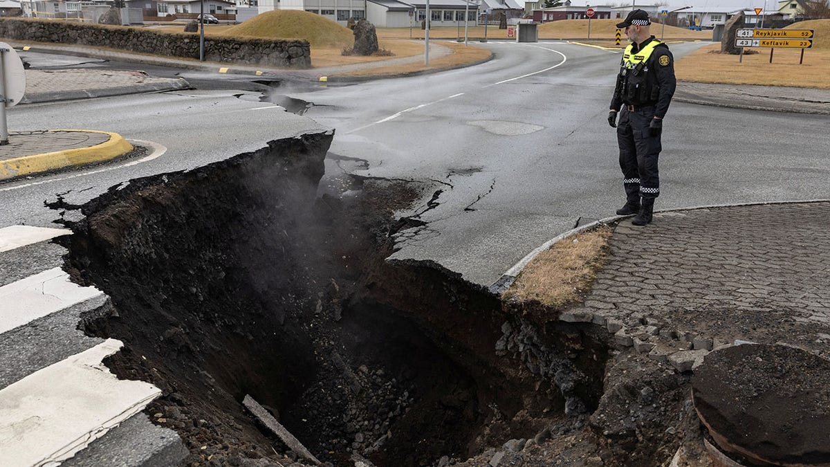 Crack in road in Iceland