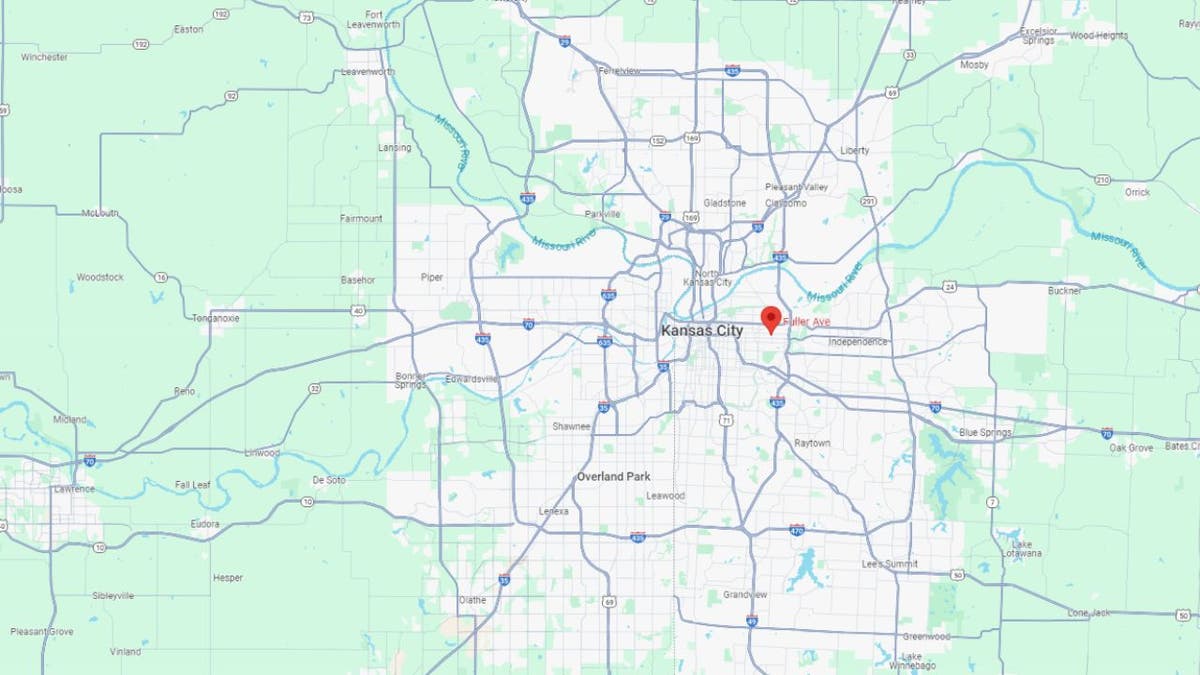 A map of Kansas City pinpointing where the carbon monoxide incident took place
