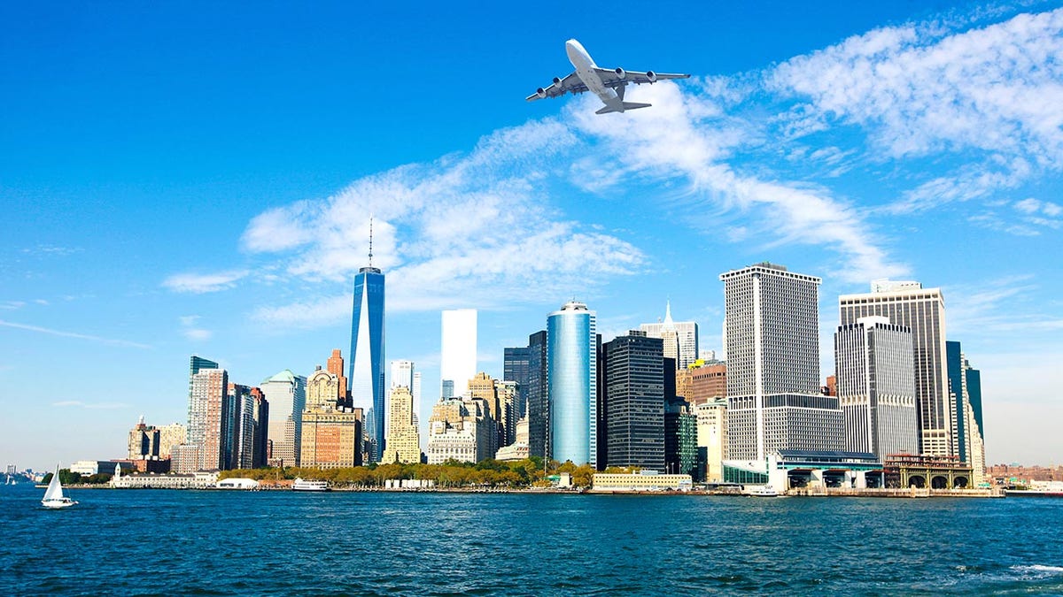 airplane over NYC